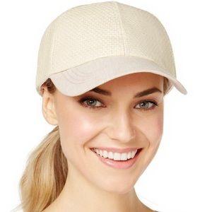 Faux straw woven baseball hat